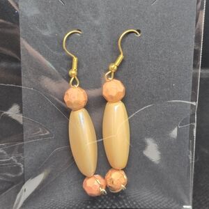 Chic Gold and Orange Beaded Earrings